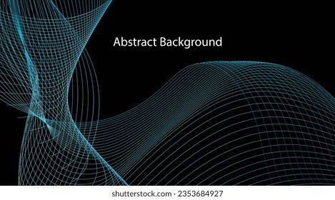 abstract blue wave background. Blue minimal round lines abstract background. Thin line wavy abstract vector background. Curve wave seamless pattern. Line art striped graphic template