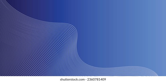 abstract blue wave background. Blue minimal round lines abstract background. Thin line wavy abstract vector background. Curve wave seamless pattern. Line art striped graphic template
