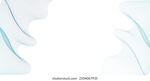 abstract blue wave background. Blue minimal round lines abstract background. Thin line wavy abstract vector background. Curve wave seamless pattern. Line art striped graphic template