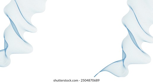 abstract blue wave background. Blue minimal round lines abstract background. Thin line wavy abstract vector background. Curve wave seamless pattern. Line art striped graphic template
