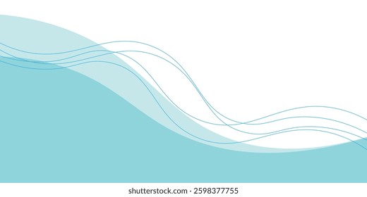Abstract blue wave background, minimal wave design concept, vector illustration. for banner, modern.