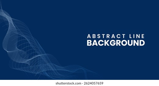 Abstract blue wave background with minimal lines. Minimalist background for banner, poster, cover, brochure, flyer, website. Futuristic technology concept.