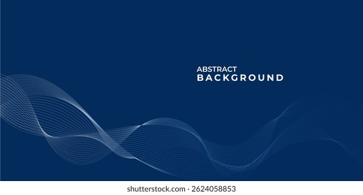 Abstract blue wave background with minimal lines. Minimalist background for banner, poster, cover, brochure, flyer, website. Futuristic technology concept.