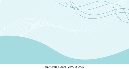 Fundo de onda azul abstrato, conceito de design de onda mínima, ilustração vetorial. para banner, moderno.