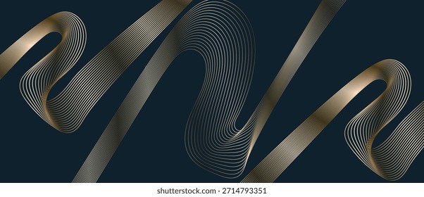 Fondo azul abstracto de la onda. Fondo abstracto de líneas redondas mínimas azules. Fondo de Vector abstracto ondulado de línea fina. Patrón de onda curva sin fisuras. Arte de línea rayado Plantilla gráfica