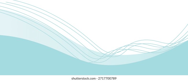 Fundo de onda azul abstrato, conceito de design de onda mínima, ilustração vetorial. para banner, moderno.

