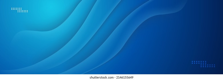 Abstract Blue Wave Background With Modern Curve Water Texture Decoration. Suit For Presentation Background, Concert Backdrop, Tech Banner, Web Header