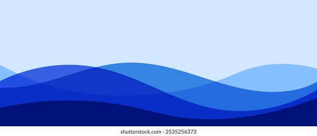 Abstract blue wave background. Ocean wave or winter mountain landscape. Vector illustration.
