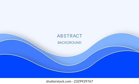 Resumen de fondo de onda azul en página de inicio de estilo de corte de papel , banner, presentación, afiche, ilustración vectorial.