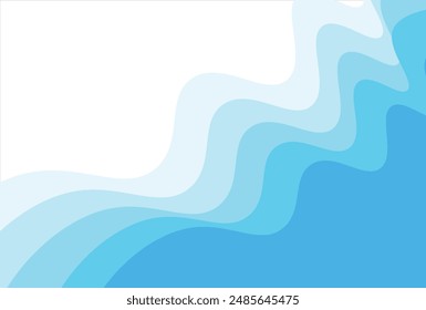Abstract Blue Wave Background. Paper art cartoon abstract waves. Paper carve background. Modern origami design template. Vector illustration