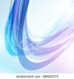 Abstract blue wave background for poster, flyer, bunner templates. Vector illustration. Wave background with light effects
