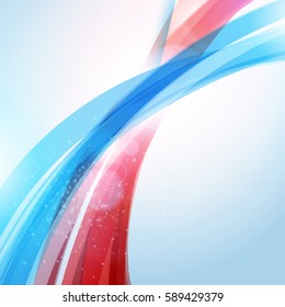 Abstract blue wave background for poster, flyer, bunner templates. Vector illustration. Wave background with light effects