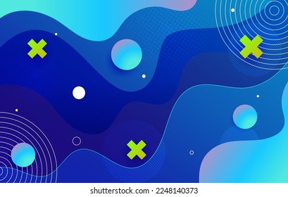 Resumen vector de fondo de onda azul premium con estilo memphis adecuado para publicaciones en medios sociales y etc