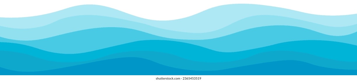 Abstrakter blauer Hintergrund. Blauer Fluss, Meer, Ozeanwellen Muster. Vektorgrafik.

