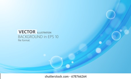 Abstract Blue Wave Background with Round Labels - Vector Design