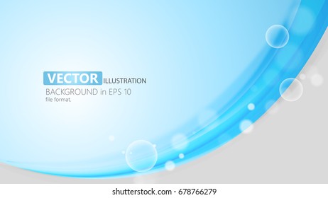 Abstract Blue Wave Background with Round Labels - Vector Design