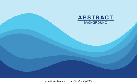 Abstract blue wave background. sea waves layered. fluid shapes composition. blue creative wave business banner background
