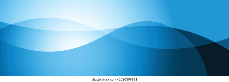 Fondo azul Abstractas de la onda con las curvas lisas y los tonos azules claros