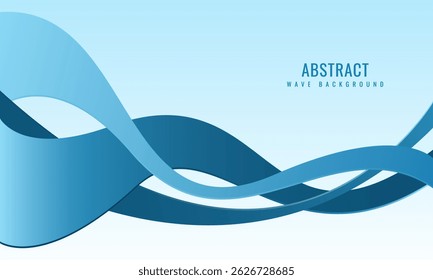 Abstract blue wave background with smooth gradient curves and flowing lines, perfect for business, presentation, or web design templates. Clean and modern style. Vector EPS10.