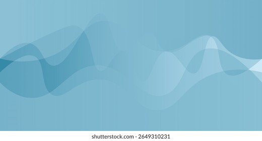 Abstract blue wave background with smooth flowing lines. Minimalist and modern design concept.