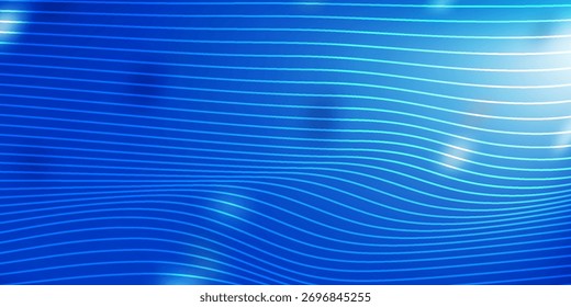 Abstract blue wave background with smooth flowing lines and light effects.