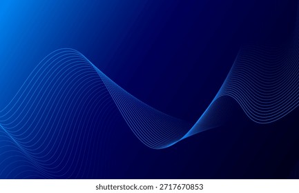 Abstract blue wave background with smooth flowing lines and gradient tones. Modern digital design ideal for technology, business presentations, wallpapers, banners, and futuristic creative projects.