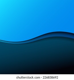 Abstract blue wave background with stripes. Vector