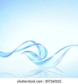 Abstract blue wave background, stylized bird