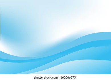 Abstract Blue Wave Background Template Vector, Blue Background with Soft Wave and Gradient Design