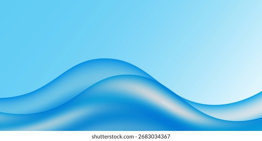 Abstrakte blaue Welle Hintergrund Vorlage Vektor, blauer Hintergrund mit glatten Wellen Liquid Design

