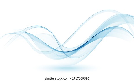 Abstract blue wave background Transparent, smooth flow of blue waves