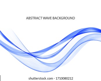 Abstract blue wave background. Vector design element, transparent wave.