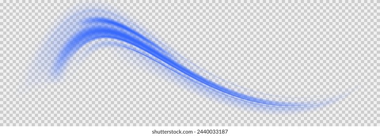 Fondo de onda azul abstracto. Líneas onduladas transparentes curvadas en forma de movimiento de ondas sonoras en un conjunto de diferentes formas de remolino, torsión, espiral. Arco claro en colores azules, en la forma