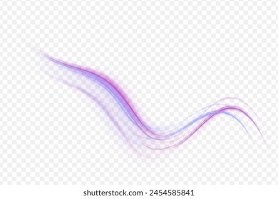 Abstract blue wave background. Wavy transparent curved lines in the form of the movement of sound waves in a set of different shapes of whirlpool, twist, spiral. Light arc in blue colors, in the form