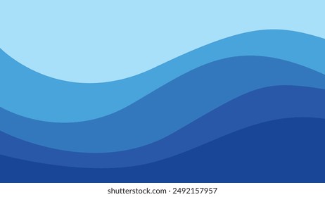 Abstract blue wave banner background, simple flat minimal design. Vector illustration