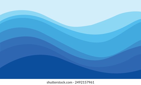 Abstract blue wave banner background, simple flat minimal design. Vector illustration