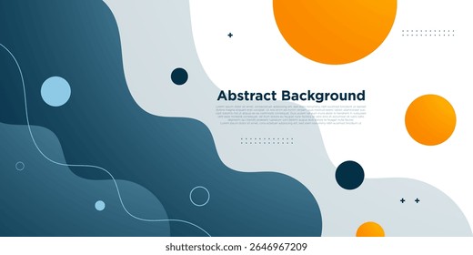 Abstract blue wave banner background with orange circle element pattern background. Colorful wave pattern on white background. Eps10 vector