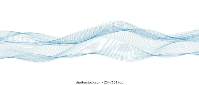 Abstract blue wave banner. Line art illustration.