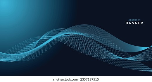 Resumen de la ilustración vectorial de la pancarta de la onda azul. Diseño de pancartas vectoriales. Plantilla de banner para medios sociales y sitios web