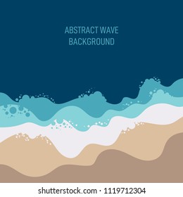 Abstract blue wave and beach from top view background, vector illustration