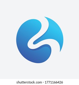 abstract blue wave circle vector template logo