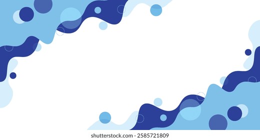 Abstract blue wave cloud border corner with abstract fluid background. modern design. EPS10