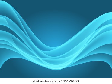 Abstract blue wave curve light luxury background vector illustration.