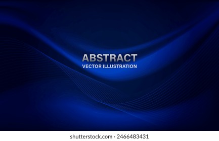 Abstract blue wave curve luxury premium elegance creative design modern background vector illustration.