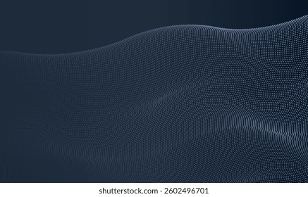 Abstract blue wave design with dots and lines, Vector illustration.