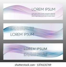 Abstract blue wave design element with flowers  