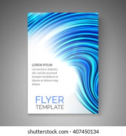 Abstract blue wave design for flyer, cover, poster, banner. Colorful abstract template. Vector illustration.