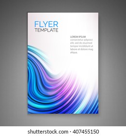 Abstract blue wave design for flyer, cover, poster, banner. Colorful abstract template. Vector illustration.