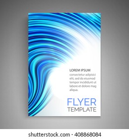 Abstract blue wave design for flyer, cover, poster, banner. Colorful abstract template. Vector illustration.