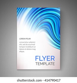 Abstract blue wave design for flyer, cover, poster, banner. Colorful abstract template. Vector illustration.